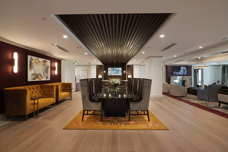 Image: Residents hosting a dinner party can use the building's private chef's kitchen and private dining spaces.