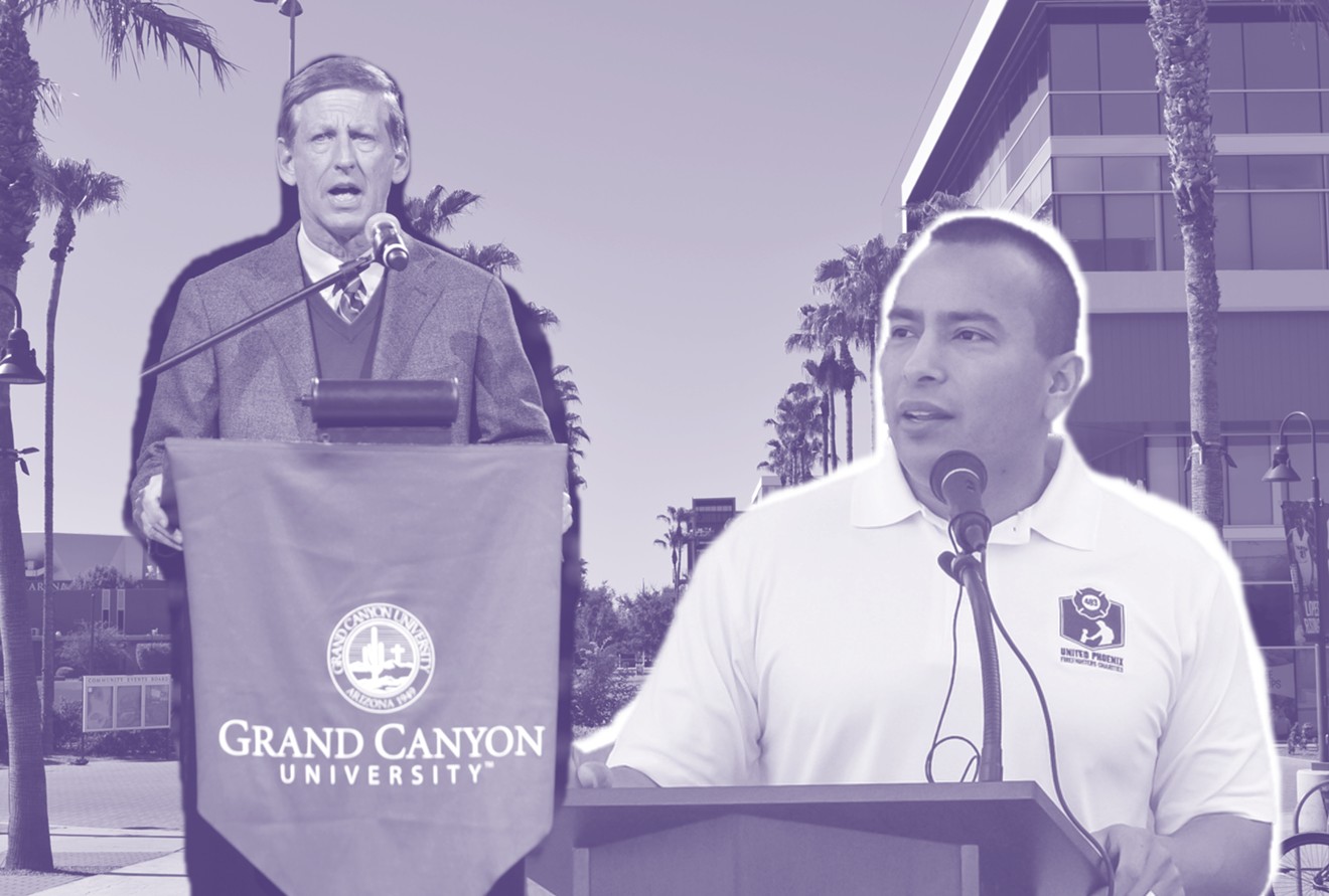 Brian Mueller, left, is the president and CEO of Grand Canyon University. He's also a donor to Councilman Daniel Valenzuela's campaign to become the next mayor of Phoenix.