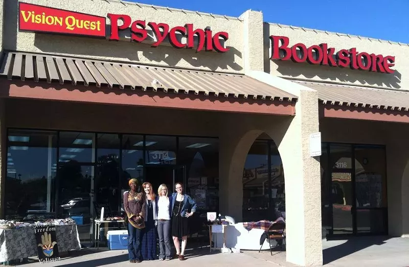 Image: The team at Phoenix's Vision Quest Psychic Bookstore.