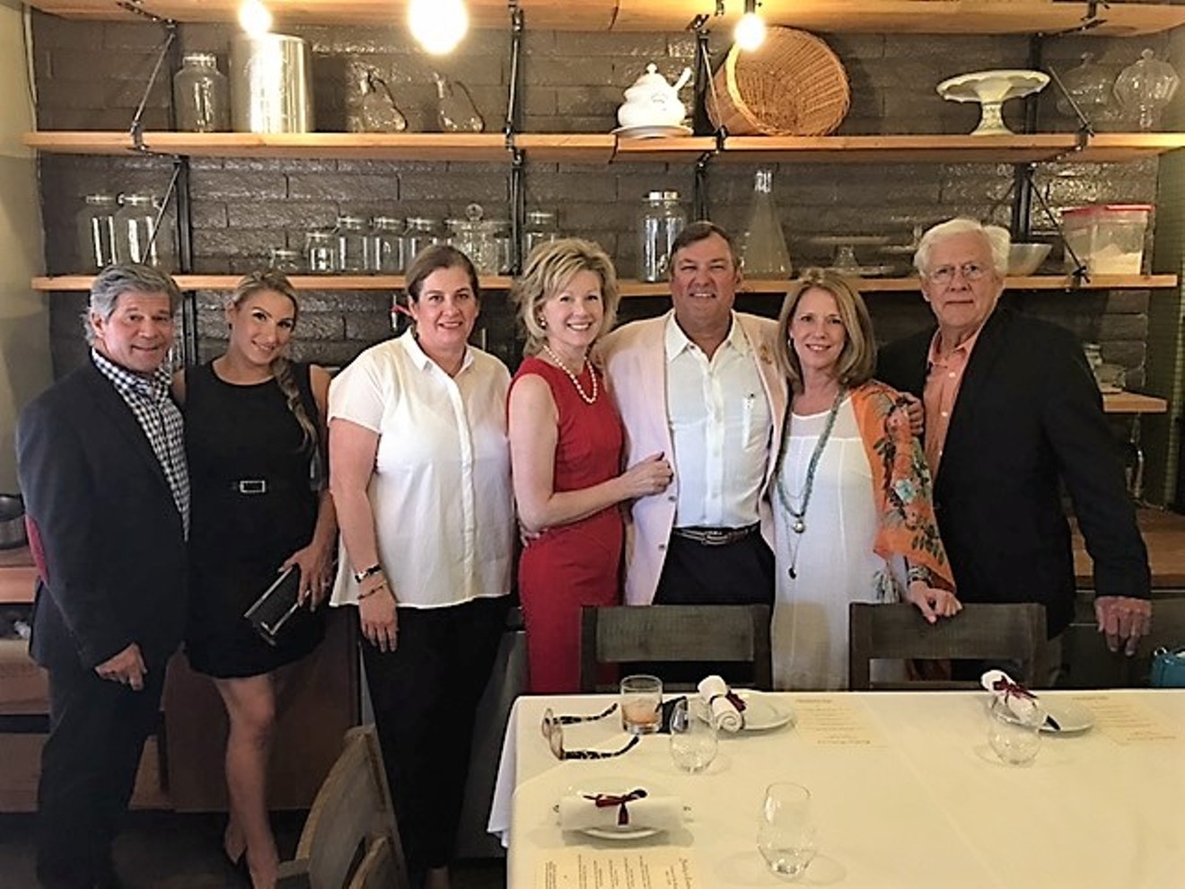 Pat Duncan (center) and guests at Binkley's Restaurant during the 2016 Farmer in the House dining series.