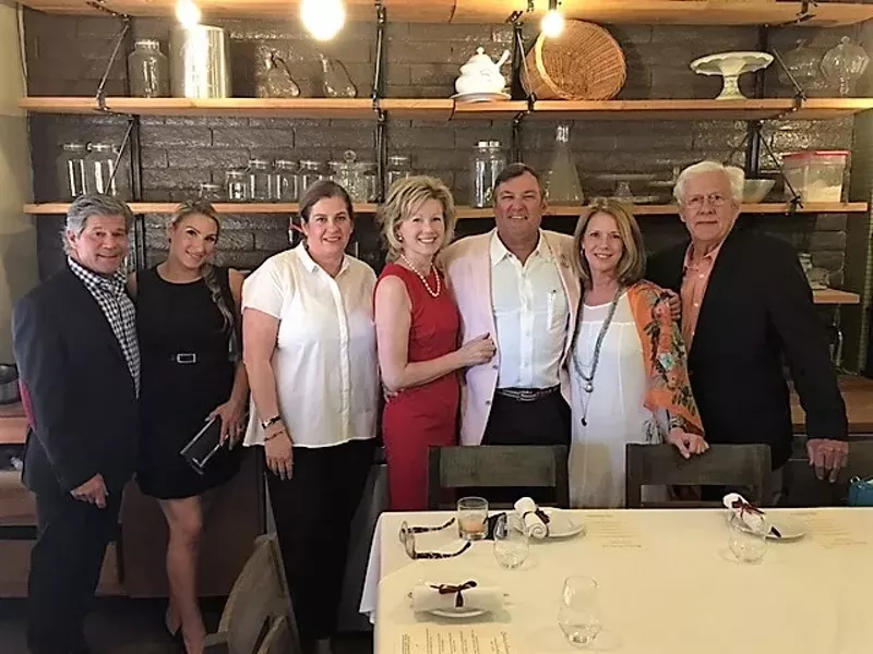 Image: Pat Duncan (center) and guests at Binkley's Restaurant during the 2016 Farmer in the House dining series.