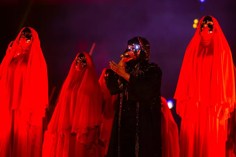 Image: The Weeknd launches the last leg of his After Hours Til Dawn tour at State Farm Stadium in Phoenix.