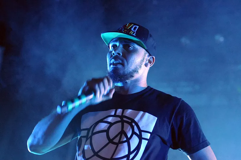 Image: Walshy Fire of Major Lazer during the group's headlining set at the Mad Decent Block Party in Phoenix.