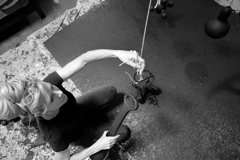 Image: Denise Yaghmourian creating work for her new exhibit.
