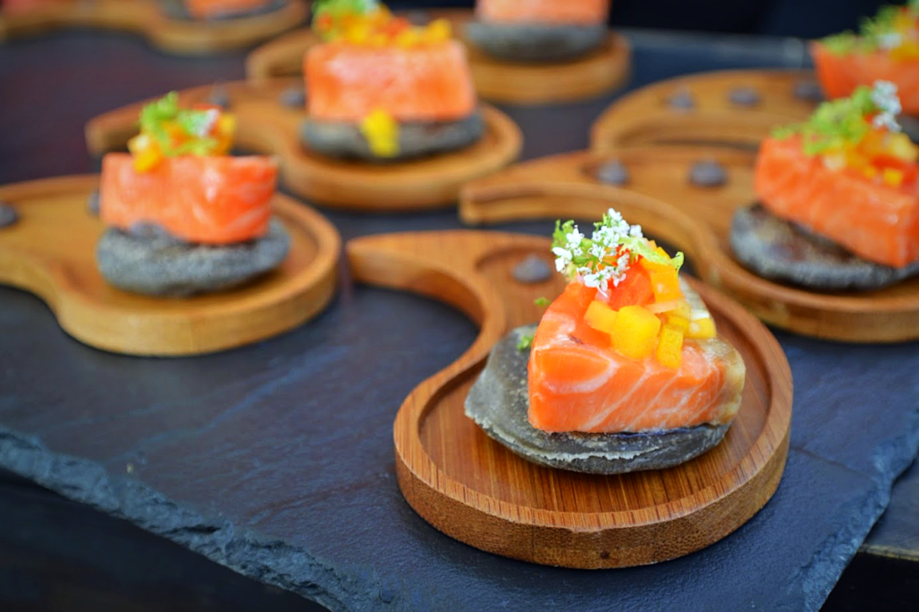 Kai served smoked trout on chumeith bread at the Devour Culinary Classic this weekend.