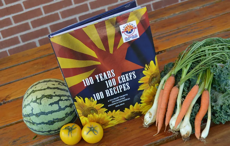 Image: A copy of 100 Years, 100 Chefs, 100 Recipes in its natural habitat.
