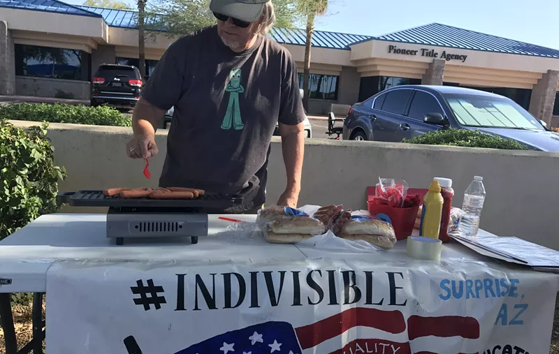Image: Demonstrators were grilling franks, literally, outside Congressman Trent Franks' office during Day of Action protests.
