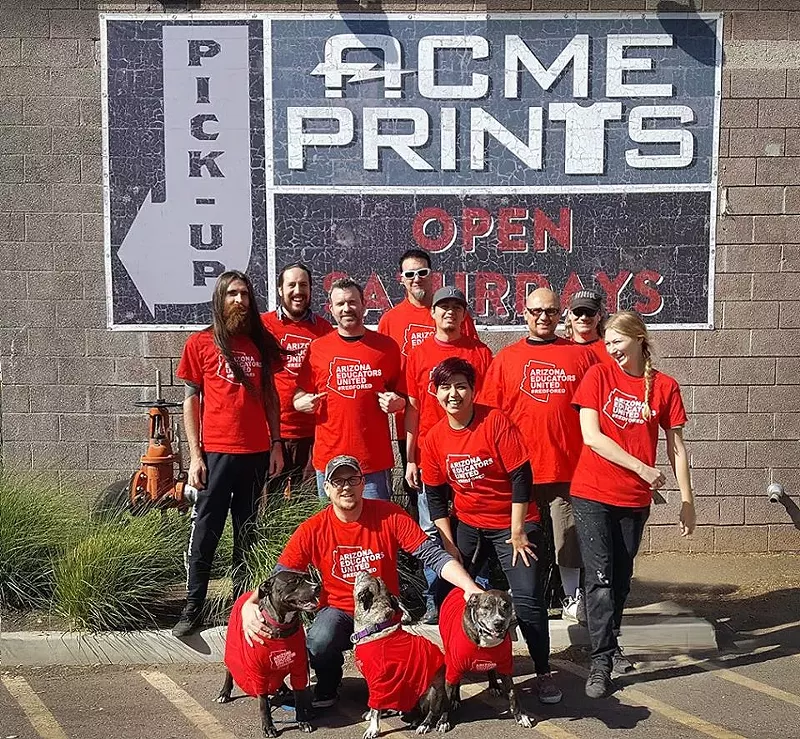 Image: A local T-shirt printing shop was badgered with requests from a man who said he owned the name "Arizona Educators United."