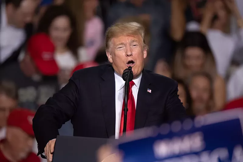 Image: President Donald speaking at a rally in Mesa in 2018.