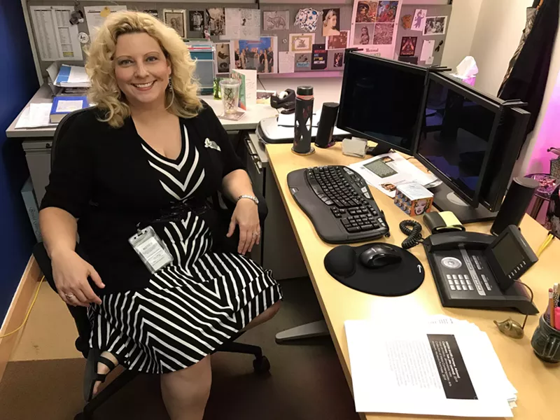 Image: Tiffany Fairall taking time to talk art in her new office.