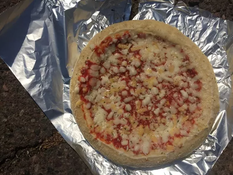 Image: Frozen pizza after two hours in New Times parking lot.