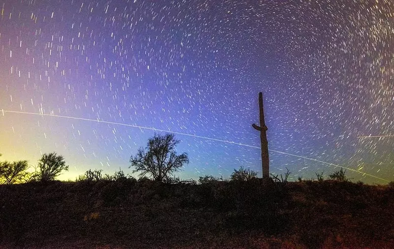 Image: A time-lapse photo of the International Space Station taken near Arizona's Picketpost Mountain in 2015.