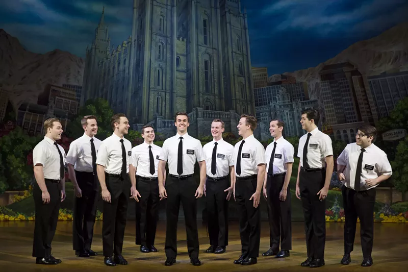 Image: Company for The Book of Mormon performing in 2017.