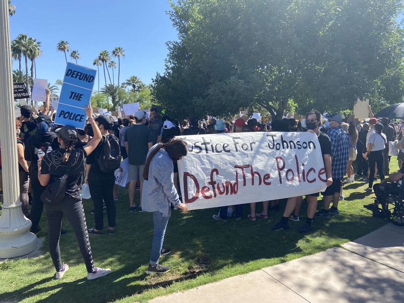 Sunday's protest at Encanto Park.
