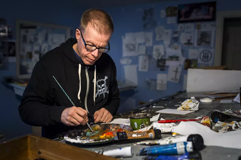 Image: Derek Hess at work.