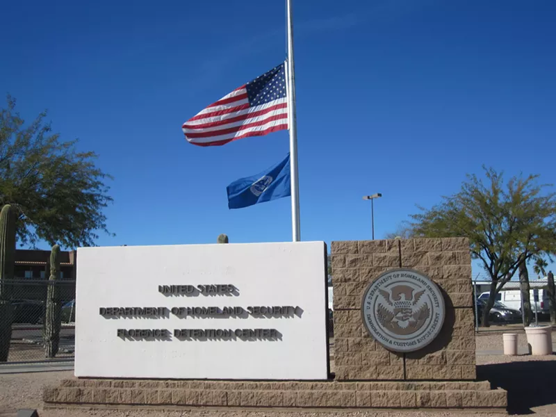 Image: 71 people with deportation orders to Iraq are being held in the Florence, Arizona, immigration detention center.
