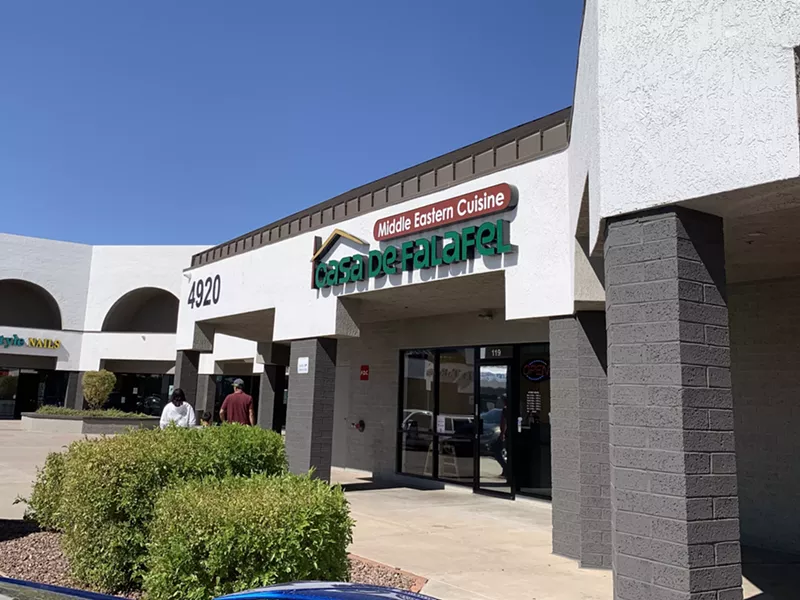 Image: Casa de Falafel has moved out of the Shell gas station at 67th Avenue and Cactus Road and into its own brick-and-mortar storefront in a strip mall at 4920 West Thunderbird Road.