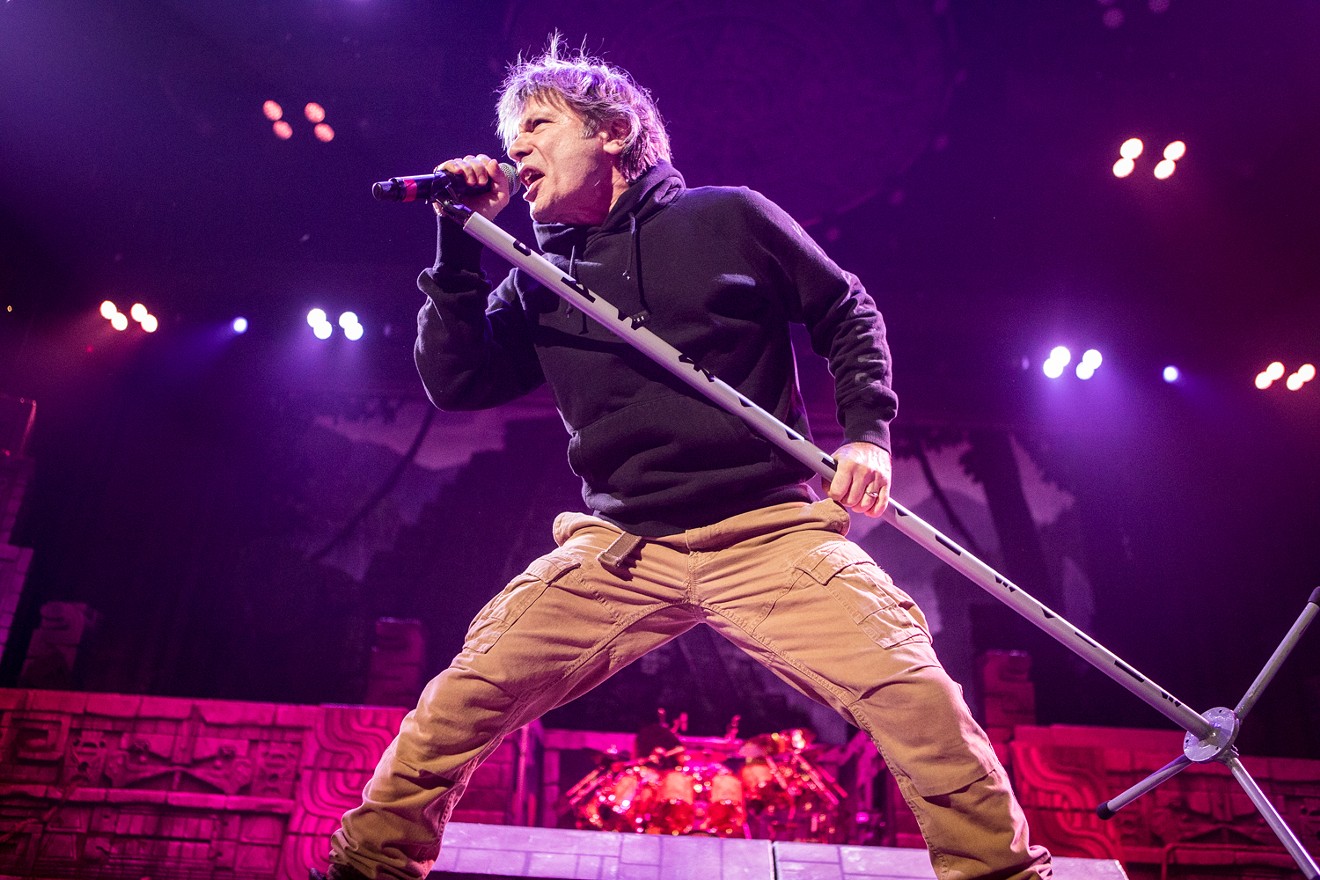Iron Maiden frontman Bruce Dickinson belts out a song at Talking Stick Resort Arena on Wednesday, June 28, 2017.