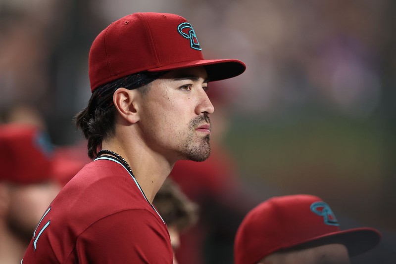 Diamondbacks outfielder Corbin Carroll watches from the dugout during a game against the New York Yankees.