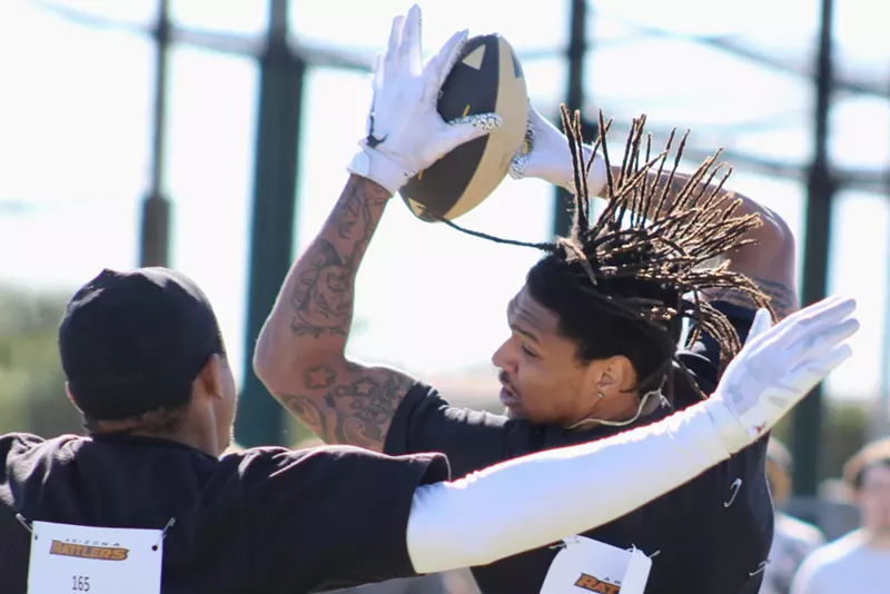 Image: Nearly 100 aspiring players auditioned for a roster spot with the Arizona Rattlers during open tryouts on November 19.