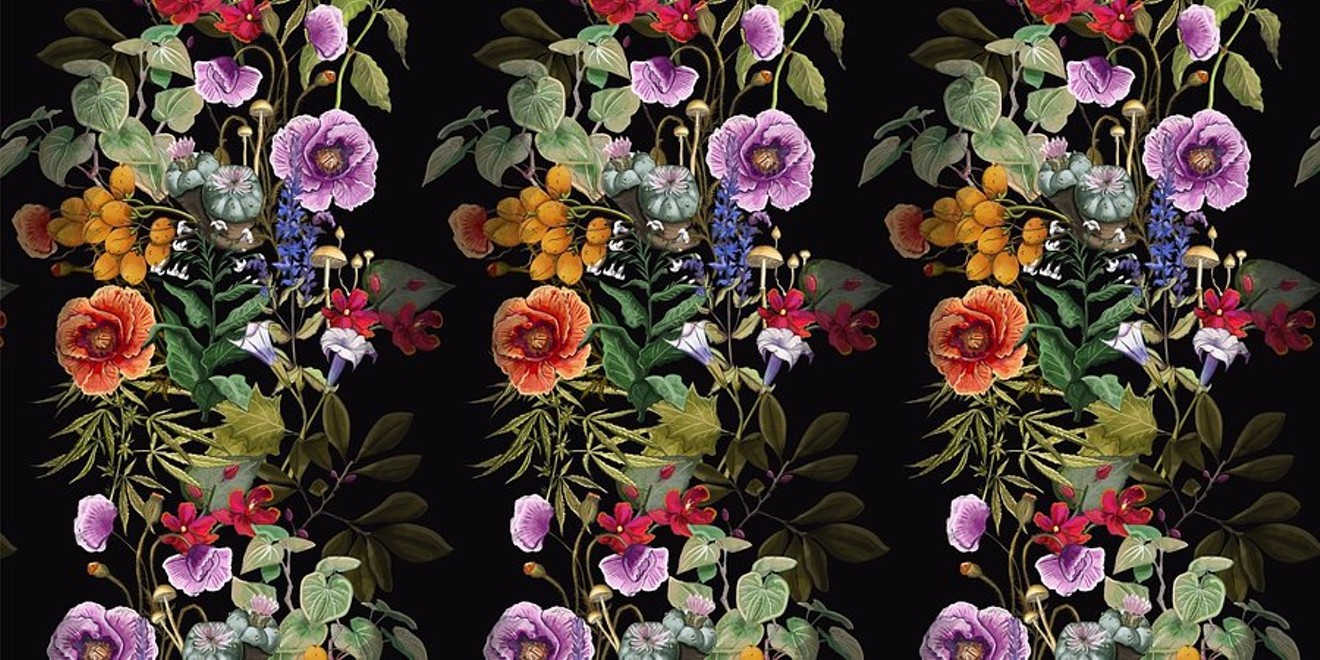 The War on Plants, a design featuring plants used in mood-altering drugs, is one of Anthony W Design's most popular patterns.