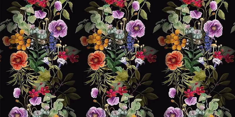 Image: The War on Plants, a design featuring plants used in mood-altering drugs, is one of Anthony W Design's most popular patterns.