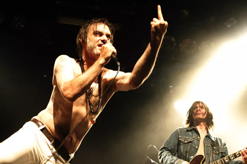 Image: Anton Newcombe "interacting" with the crowd from circa 2006.