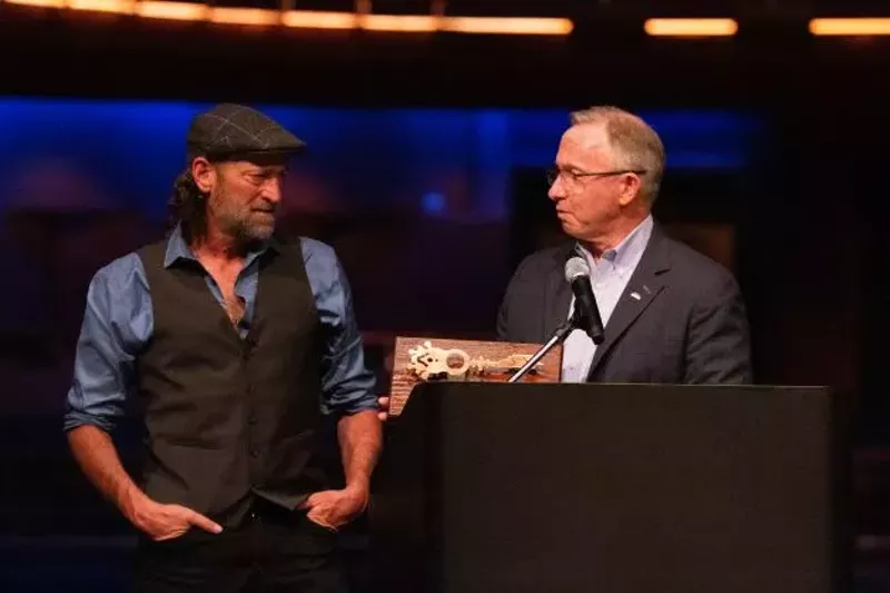 Image: Mesa-born actor and Oscar winner Troy Kotsur (left) was honored with the key to the city on Thursday. Two days later, his precious Academy Award was stolen.