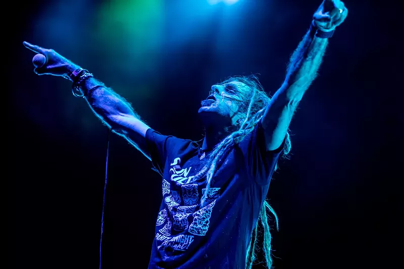 Image: Lamb of God and Slayer performed on Thursday after Cannibal Corpse and Amon Amarth. Lamb of God's guitarist, Will Adler, said two of the band's guitars were stolen on Thursday morning.
