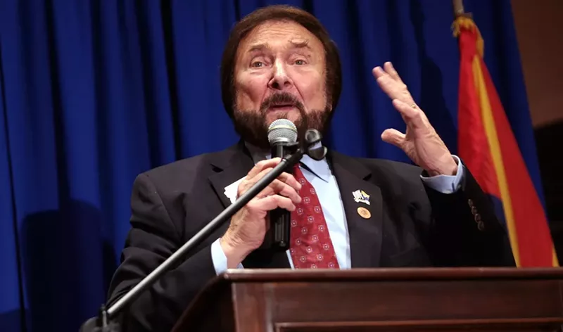 Image: State Representative Jay Lawrence at a 2015 banquet in Scottsdale. In an interview, Lawrence defended Trump's "shithole countries" remarks and talked about places "where people live in huts."