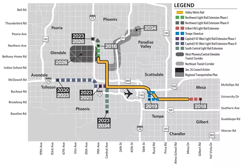 Image: Light rail expansion into South Phoenix is expected to be completed within six years.