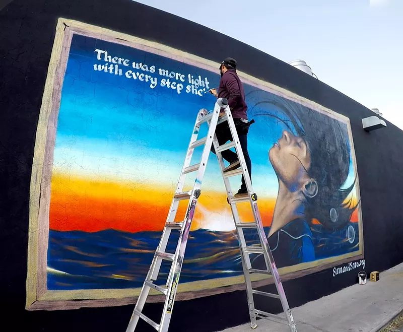 Image: Main Street in Cottonwood is one of 24 communities hosting 56 murals that Isaac Caruso painted for "Sam and Sara."