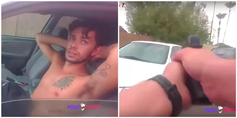 Image: Antonio Garcia-Goff in his car; Officer George Davis shooting