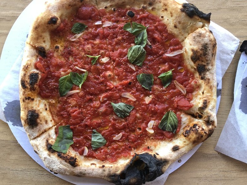 A marinara pie from Myke's Pizza, one of now-critic Chris Malloy's favorites.