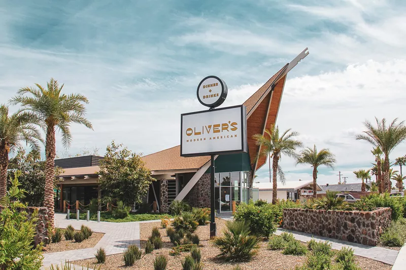 Image: Scheduled to open later this month, Oliver's Modern American will offer a unique dinner and cocktail menu for customers to enjoy inside the former 1960s Polynesian Dairy Queen that was dismantled in 2019 and rebuilt at its new location at Hayden and Osborn roads.