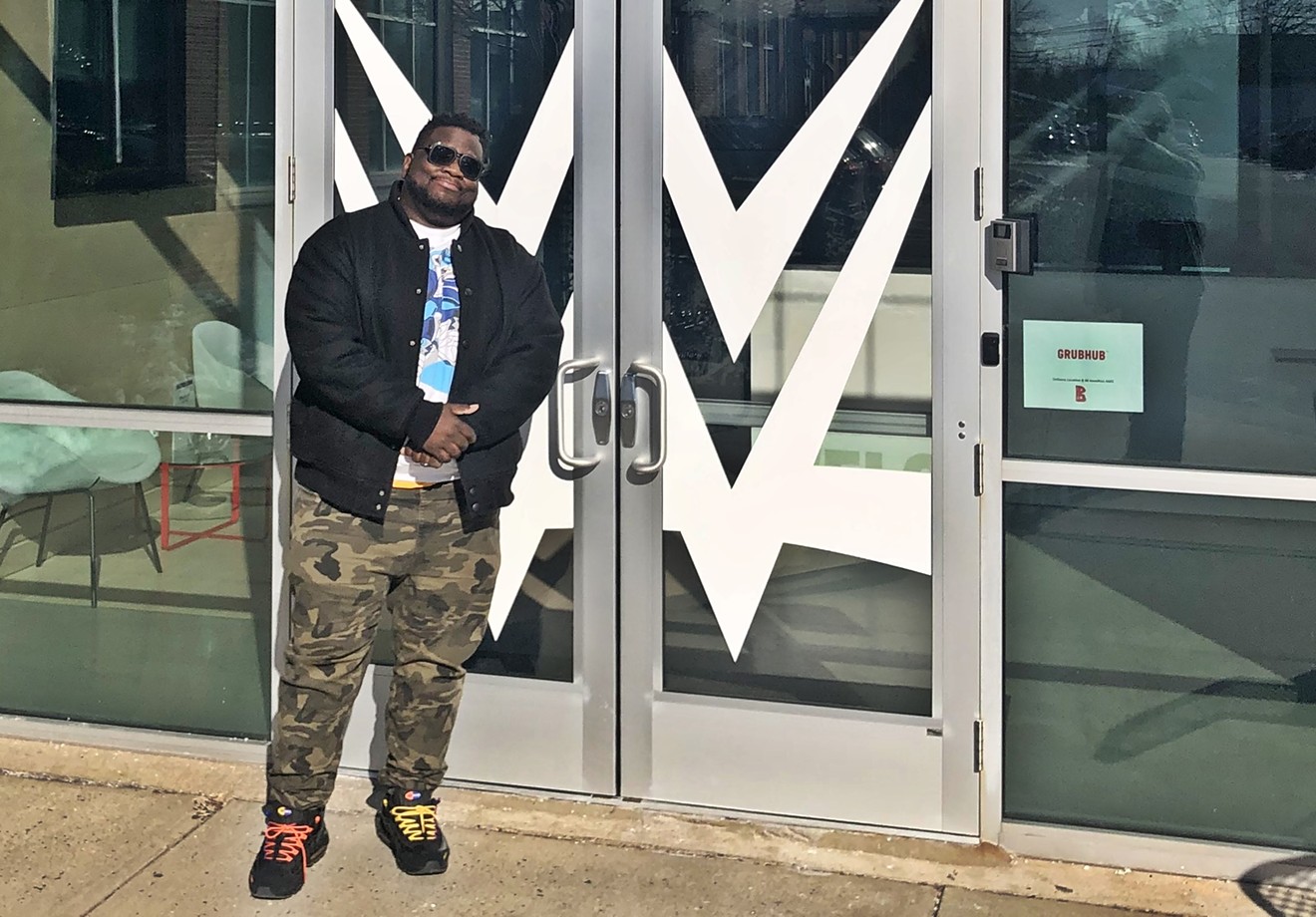 Raheem Jarbo (a.k.a. Mega Ran) in front of WWE headquarters in Stamford, Connecticut.