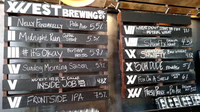 a list of beers at 12 West Brewing