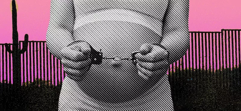 Image: a pregnant woman in handcuffs