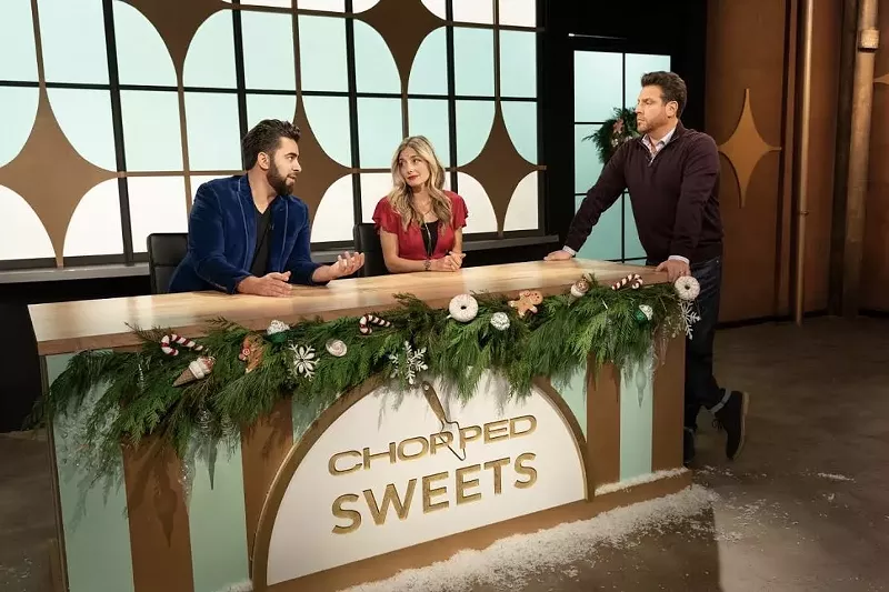 Image: Scott Conant and the panel of judges on Chopped Sweets, premiering tonight.