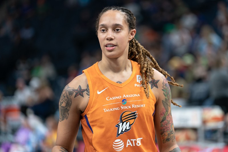 Brittney Griner of the Phoenix Mercury takes on the Minnesota Lynx at Target Center in Minneapolis on July 14, 2019.