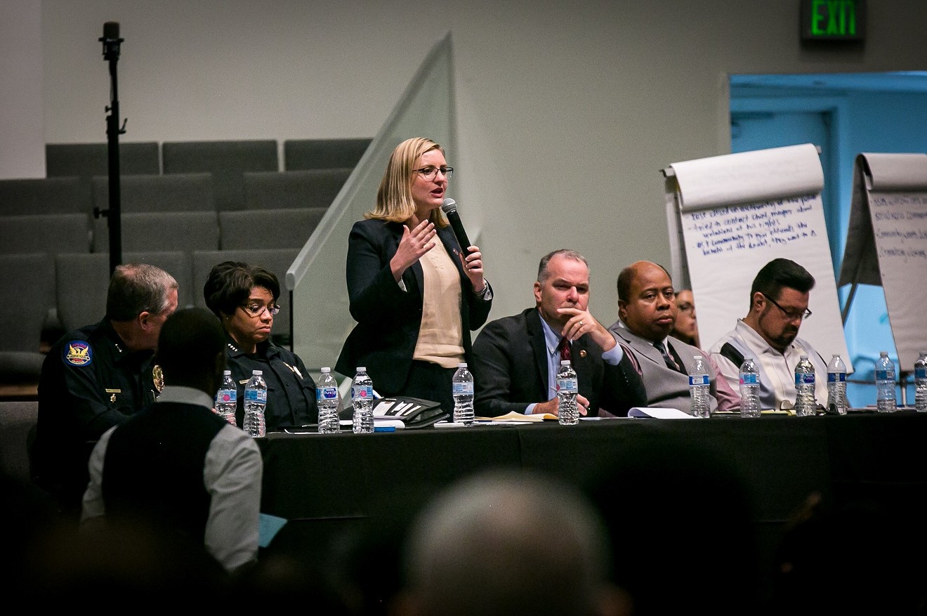 Mayor Kate Gallego speaks at a June meeting to 3,000 people who showed up at a church to protest police brutality.