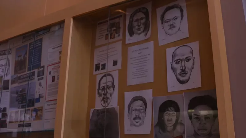 Image: A display case at the Maricopa County Medical Examiner's Office