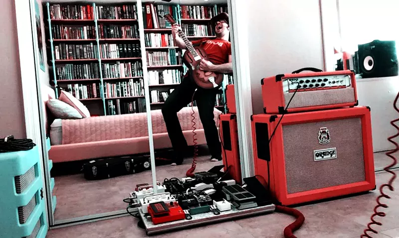 Image: Band leader Andrew Boese rocks out in quarantine.