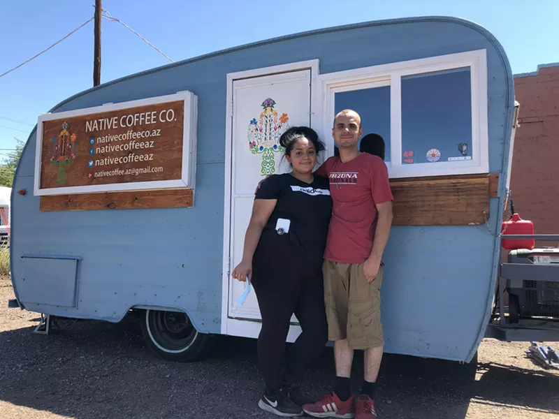 Image: Brittany Martinez-Chavez and Raul Chavez, proprietors of Native Coffee Co.