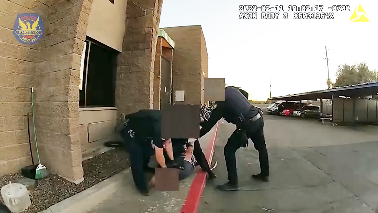 Phoenix police officers are seen using a hobble to restrain Bryan Funk in bodycam footage of the February 11 incident.