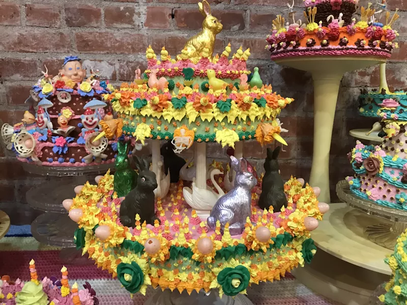 Image: Checking out one of Beatrice Moore's cake sculptures on Grand Avenue.