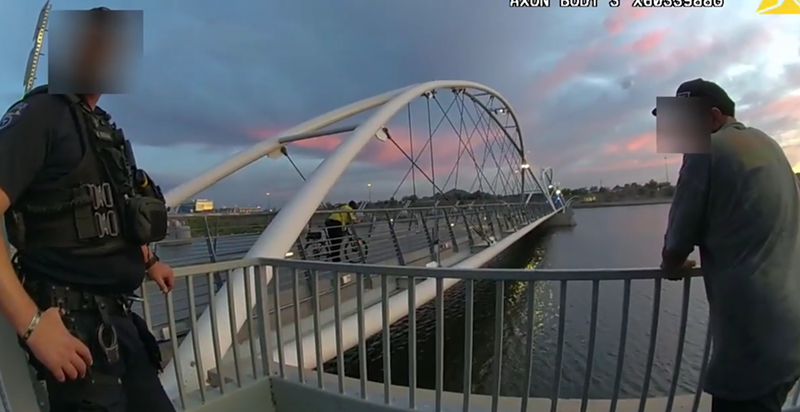 Bodycam footage shows the moments in which Sean Bickings spoke with officers at the edge of Tempe Town Lake.