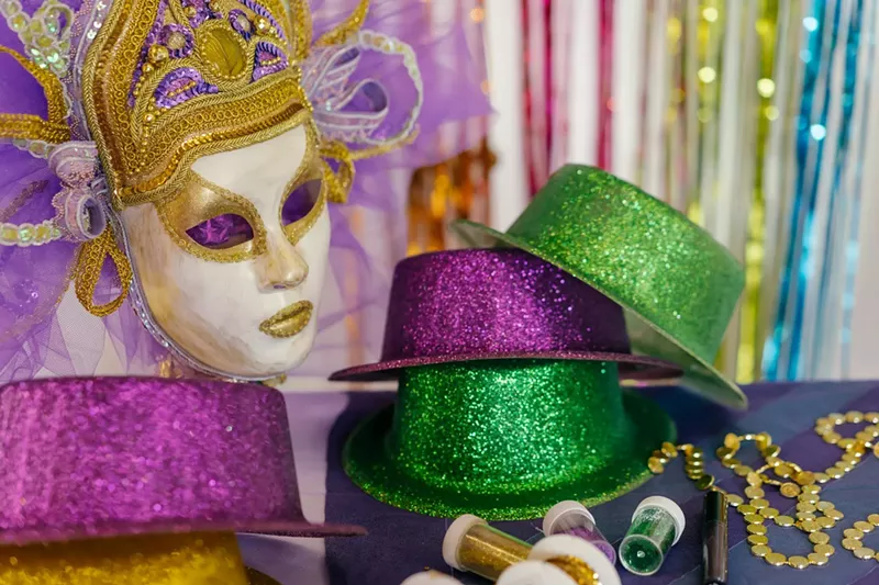 Image: A staged photo of Mardi Gras items