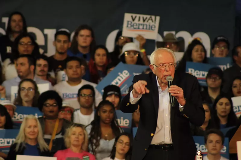 Image: bernie sanders at a rally