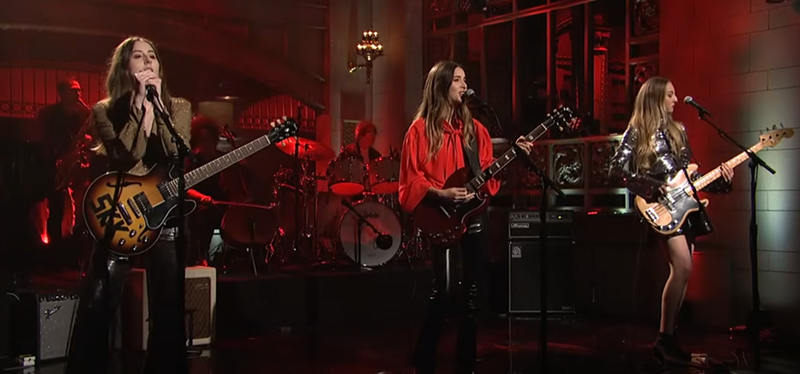 Image: Haim plays on SNL in 2017. The rock trio has announced they'll stop in the Valley on their 2025 tour.